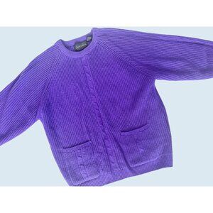 Vintage HUNTER'S GLEN Purple Cable Knit Pullover Sweater Sz Medium